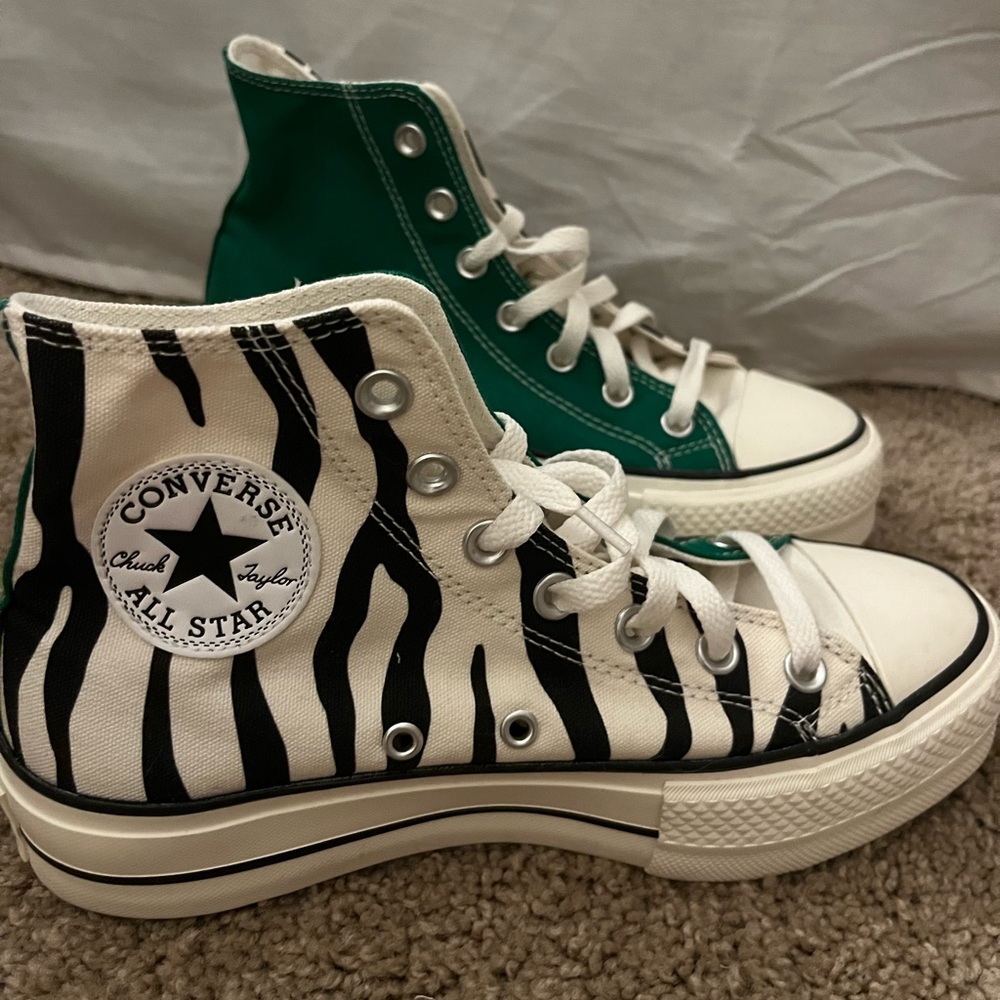 Custom Green Zebra Platform Converse